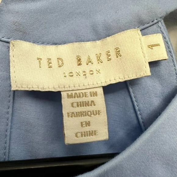 Ted Baker Jettas Embroidered Cold Shoulder Dress Baby Blue Size 1 - Picture 5 of 16